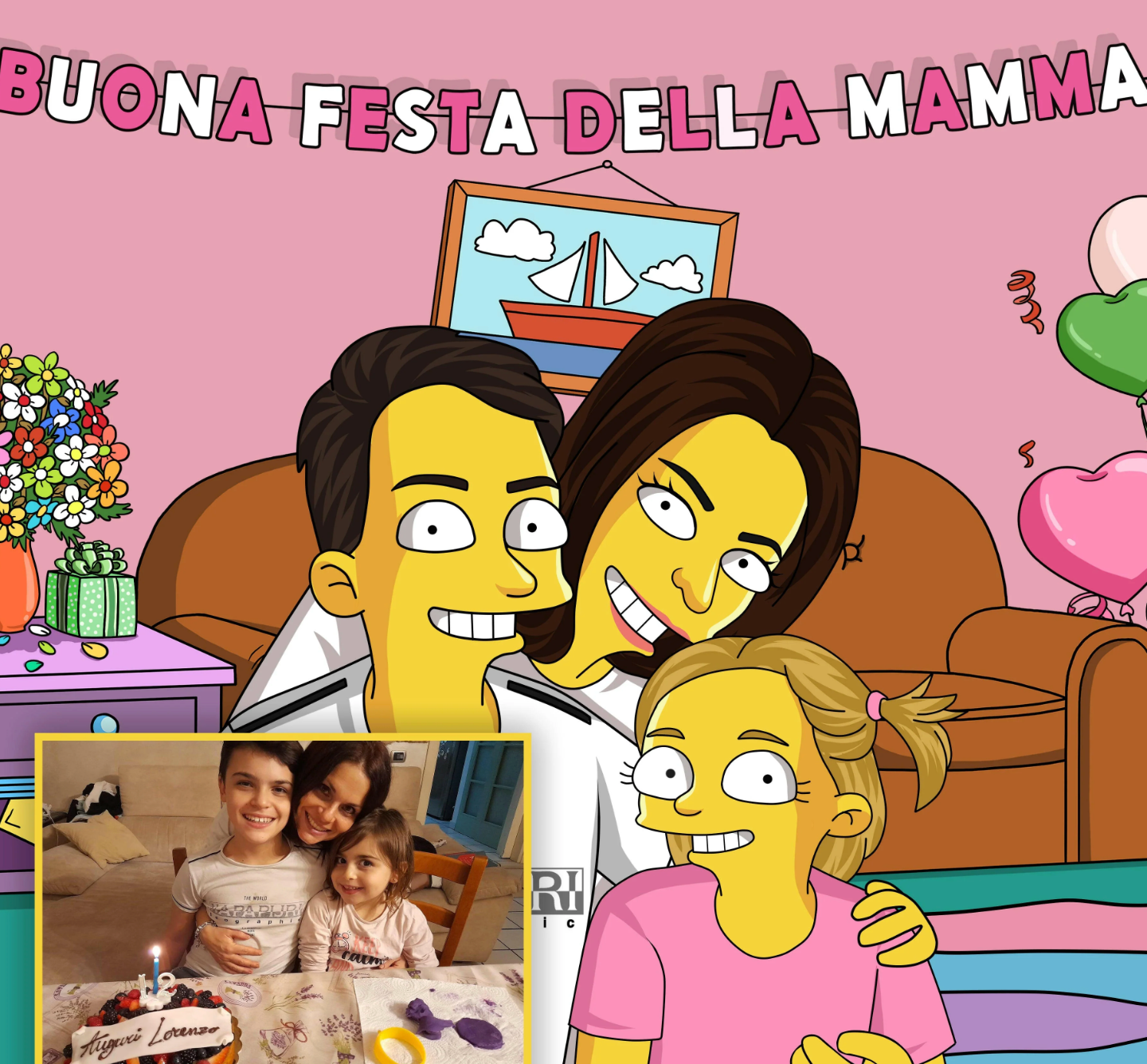 Festa della mamma ritratto personalizzato simpson 